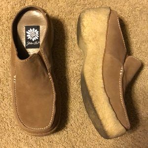 Brown suede clog
